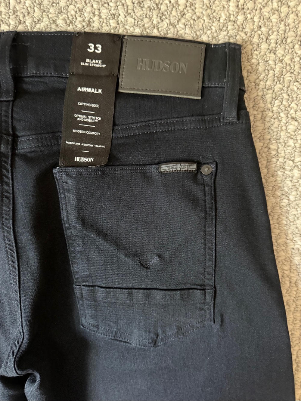 NEW Hudson Men's Jeans Blake Slim Straight AIRWALK Dark Blue Size 33x 34 - Picture 3 of 10